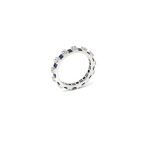 BAGUETTE CUT SAPPHIRE SILVER BAND RING