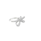 SPARKLING BOW TIE RING IN SILVER