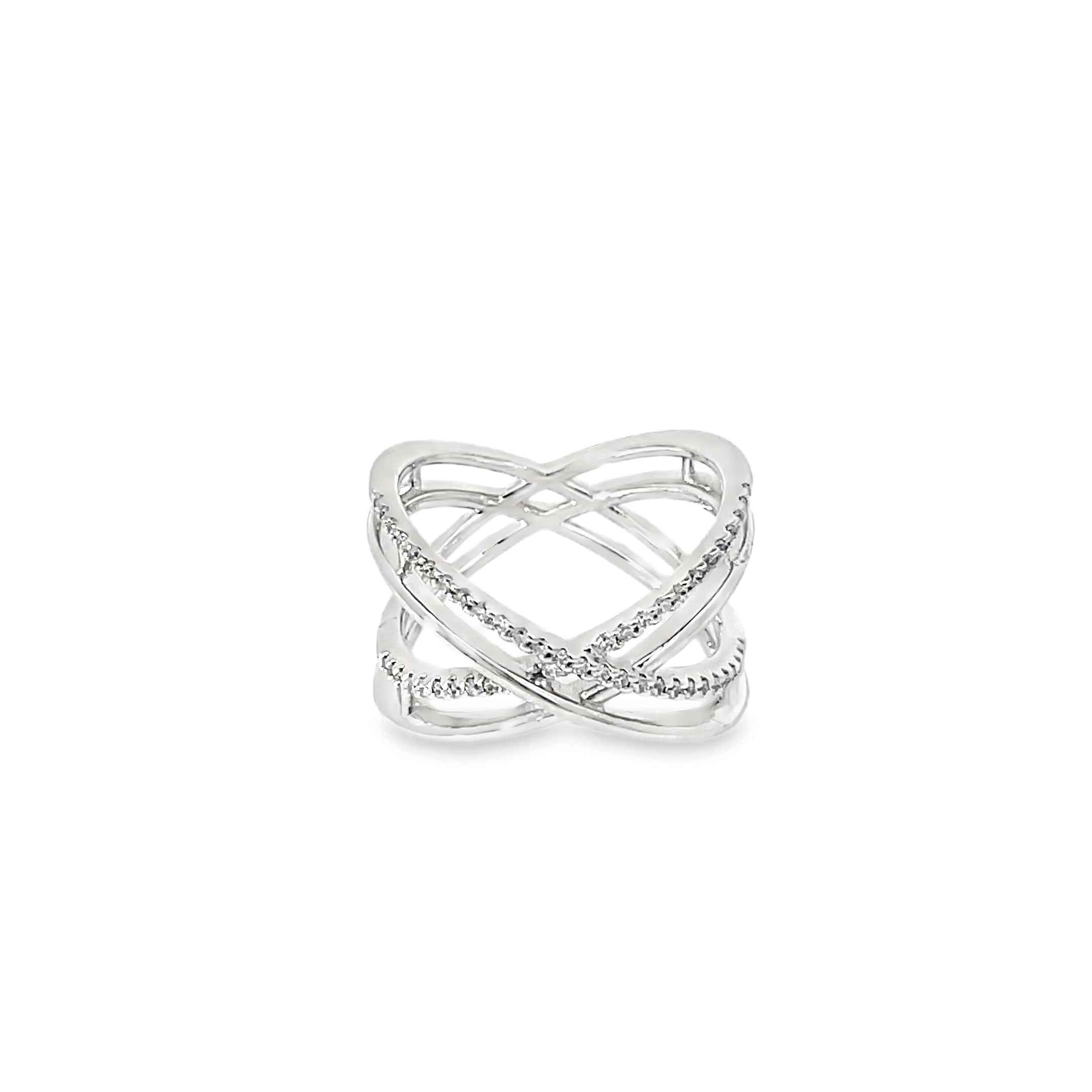 SILVER CRISS-CROSS BAND RING