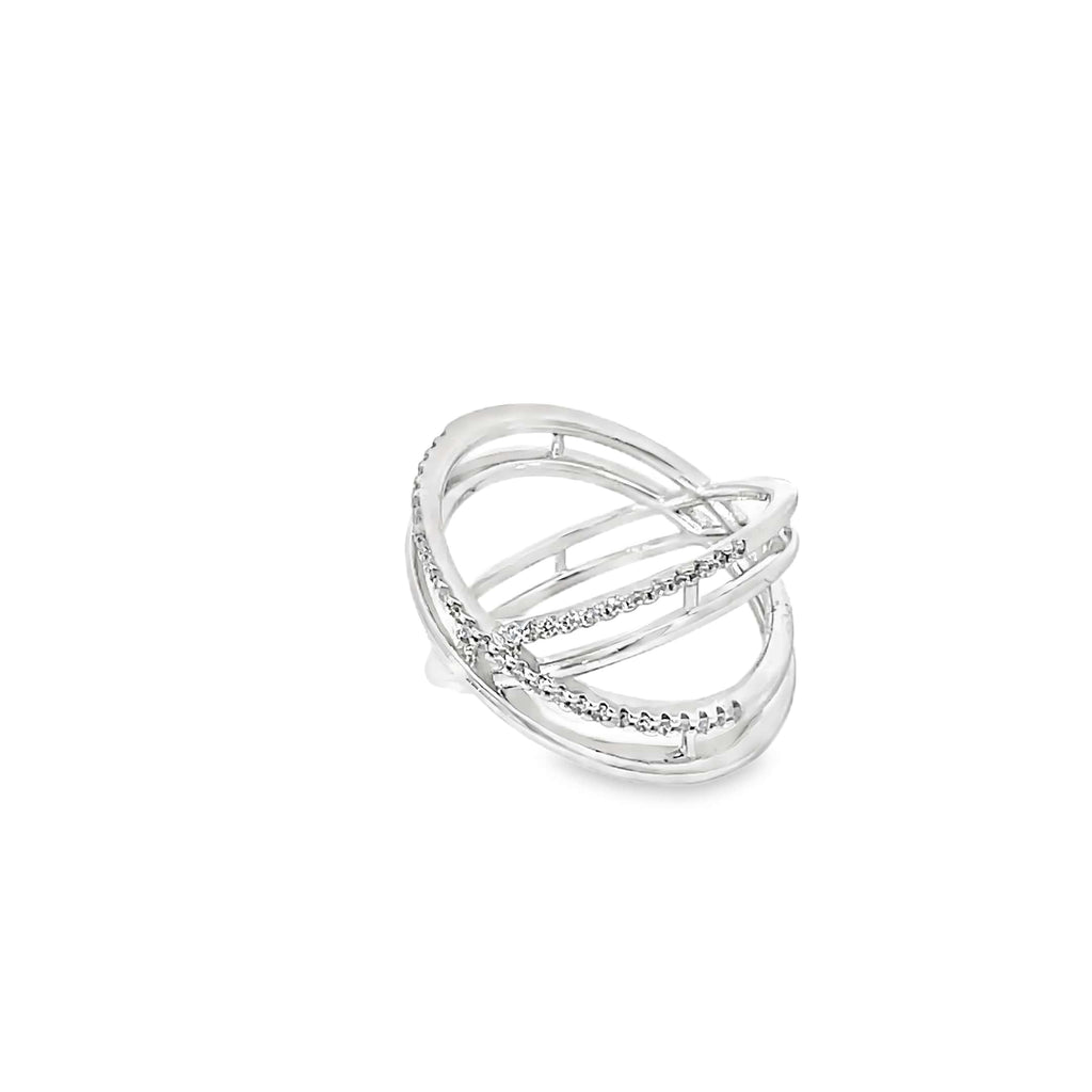 SILVER CRISS-CROSS BAND RING
