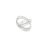 SILVER CRISS-CROSS BAND RING