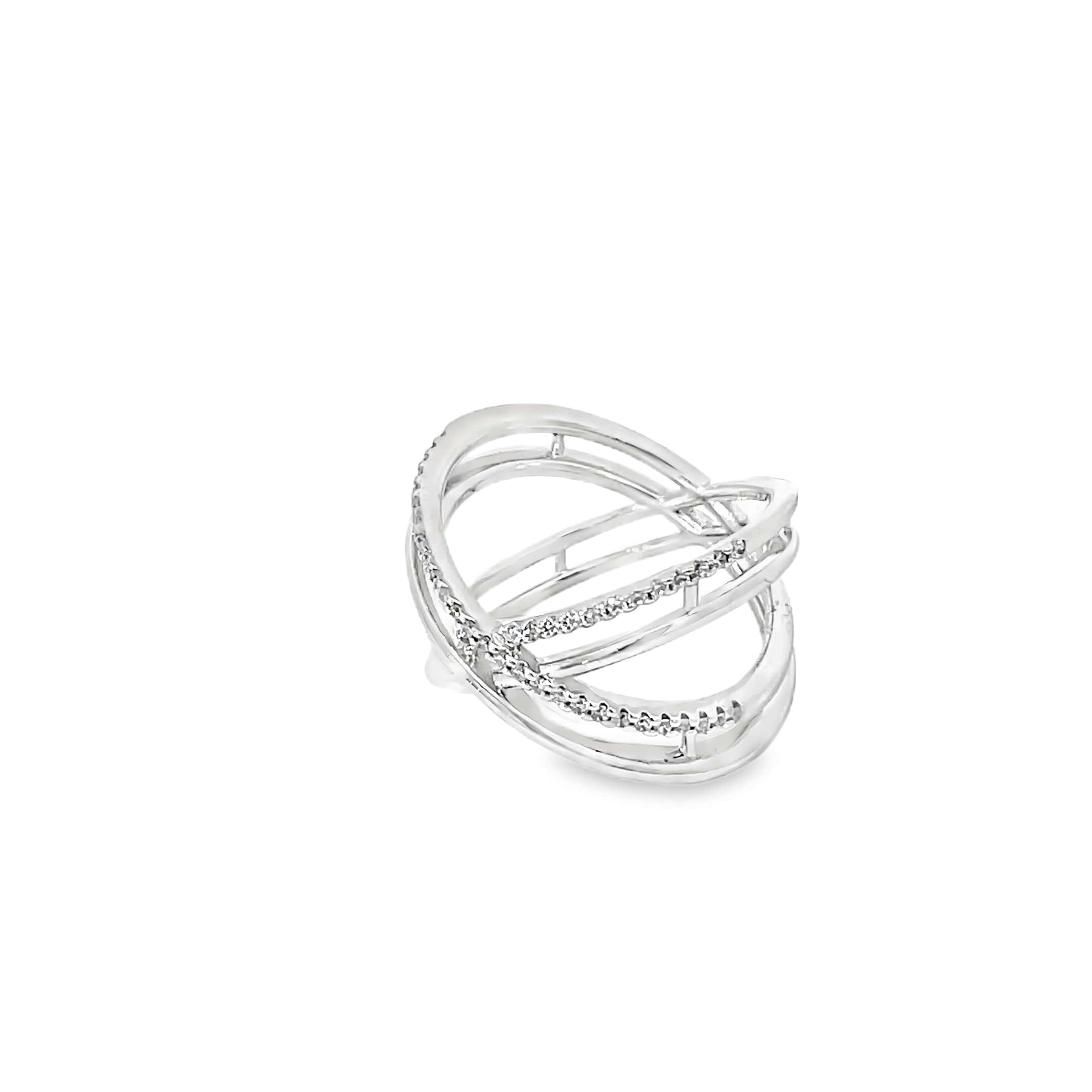 SILVER CRISS-CROSS BAND RING