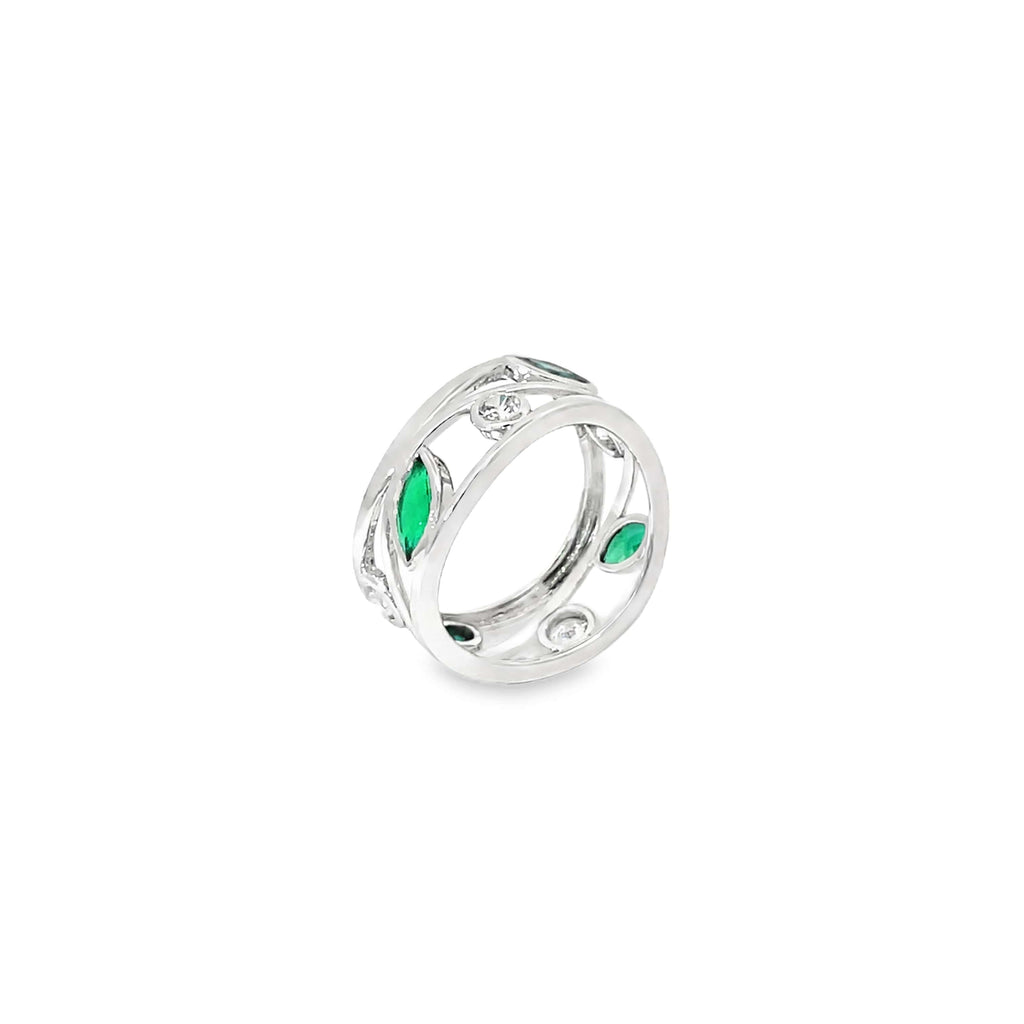 MARQUISE LEAF DESIGN RING IN SILVER