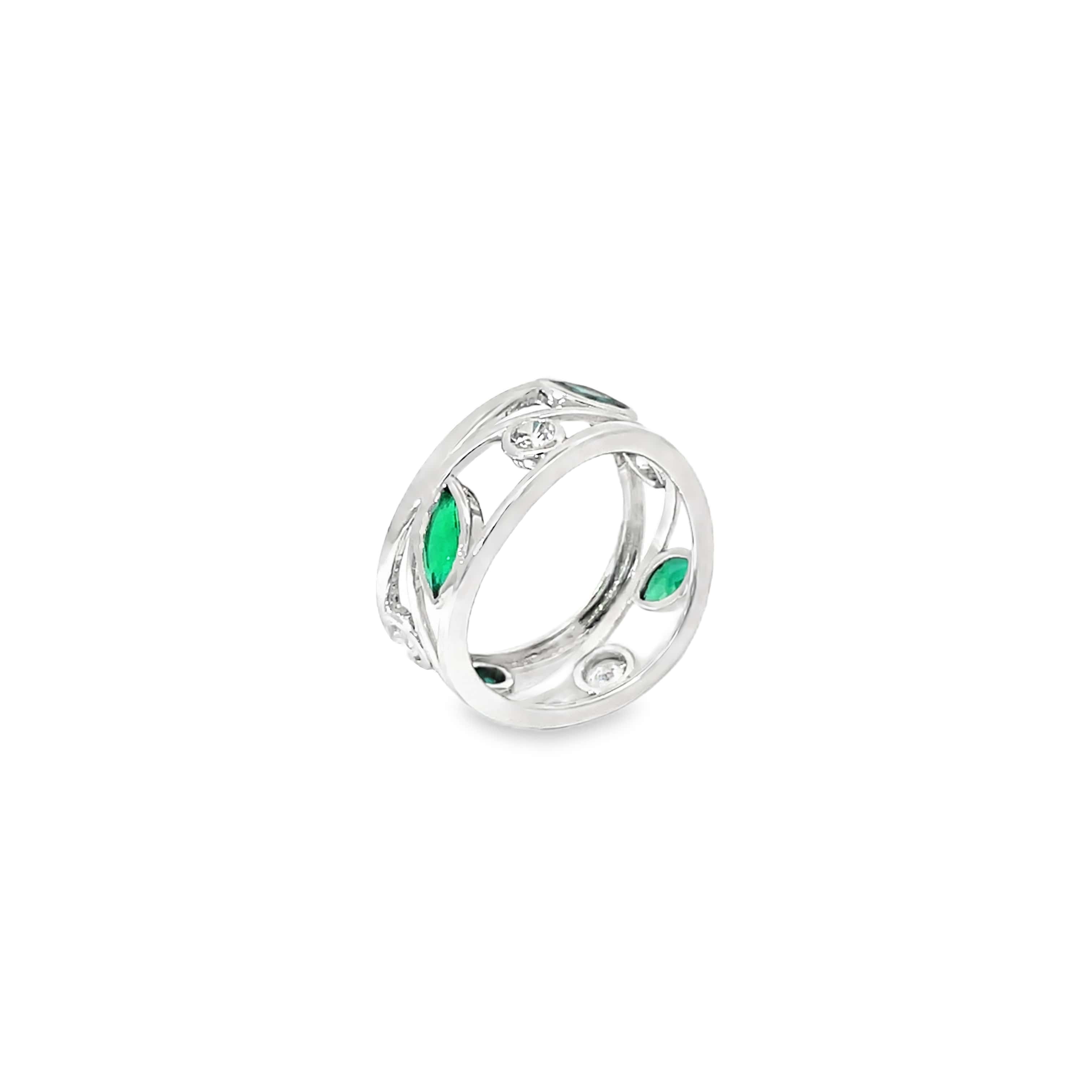 MARQUISE LEAF DESIGN RING IN SILVER