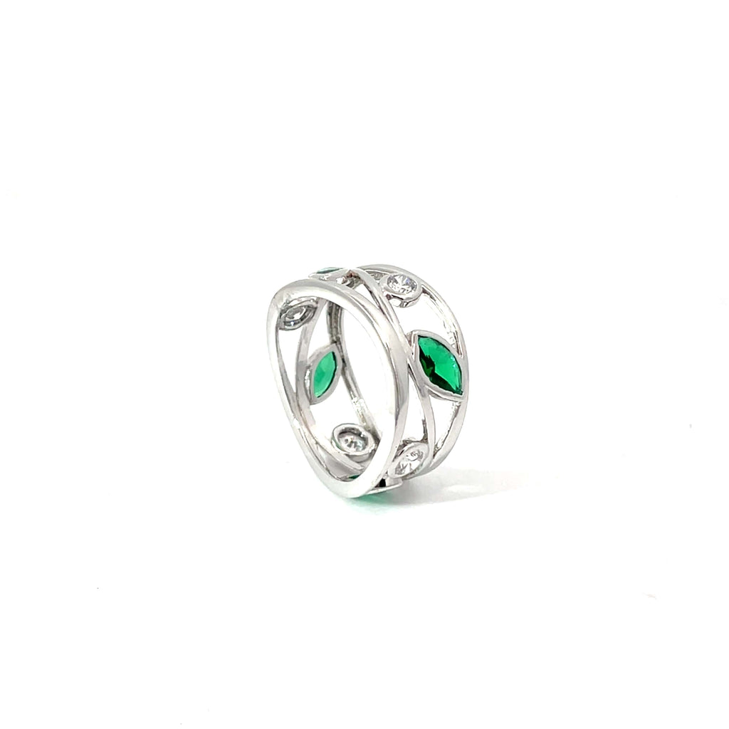 MARQUISE LEAF DESIGN RING IN SILVER