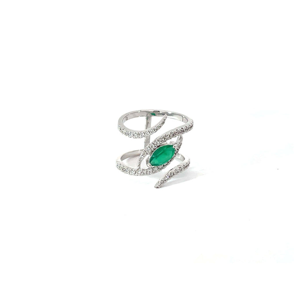 COILED MARQUISE STATEMENT SILVER RING