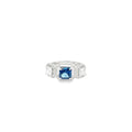 ROYAL BLUE PRINCESS CUT SILVER RING
