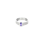 THREE BAND AMETHYST CZ STATEMENT SILVER RING