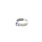 THREE BAND AMETHYST CZ STATEMENT SILVER RING