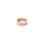 TRICOLOR CHEVRON STACK SILVER RING