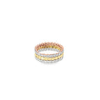 TRICOLOR CHEVRON STACK SILVER RING