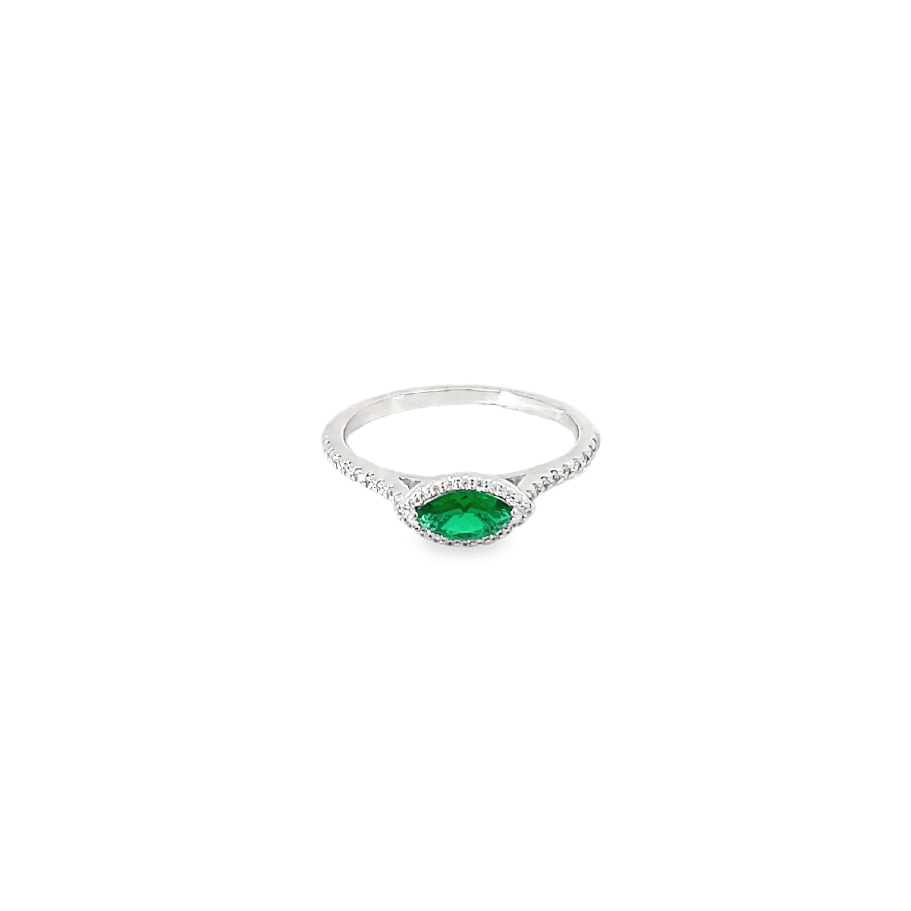 EMERALD EYE SILVER RING