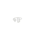 PERSONALISED B INITIAL HEART SILVER RING