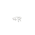 PERSONALISED R INITIAL AIRPLANE SILVER RING