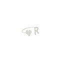PERSONALISED R INITIAL HEART SILVER RING