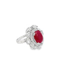 SCARLET BLOOM COCKTAIL SILVER RING