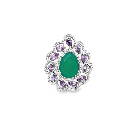 LAVENDER DEW COCKTAIL SILVER RING
