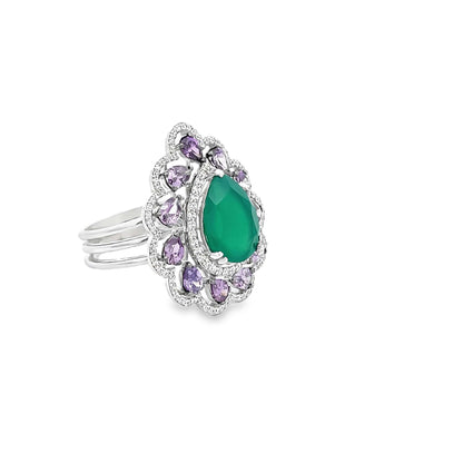 LAVENDER DEW COCKTAIL SILVER RING