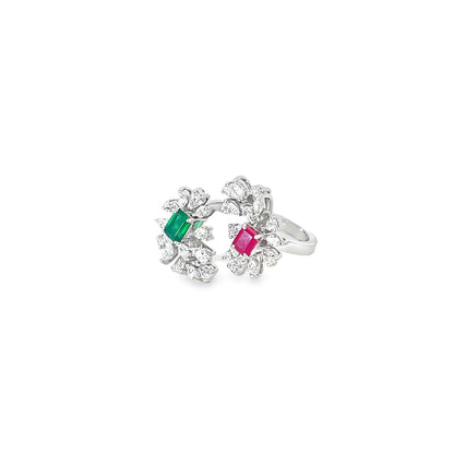 TWIN BLOOM COCKTAIL SILVER RING
