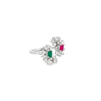 TWIN BLOOM COCKTAIL SILVER RING