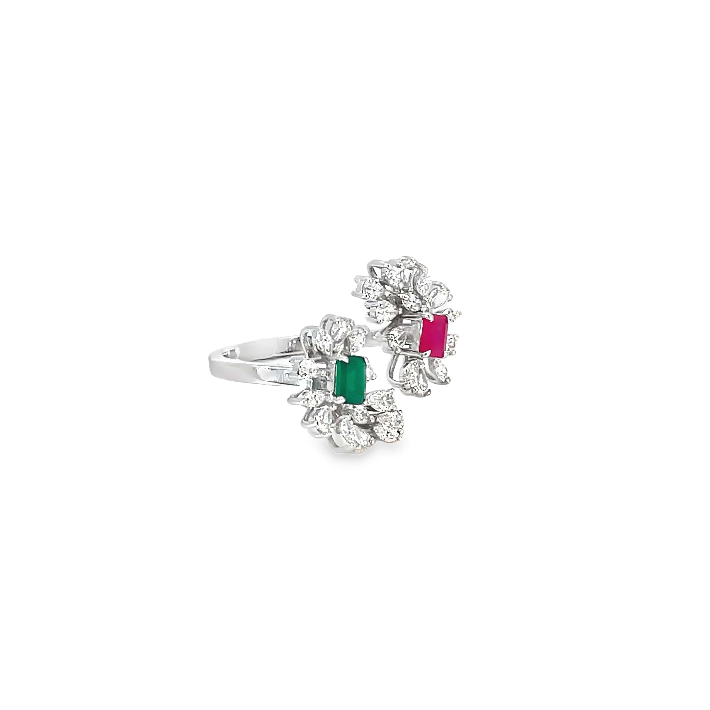 TWIN BLOOM COCKTAIL SILVER RING