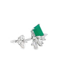 EMERALD BREEZE COCKTAIL SILVER RING