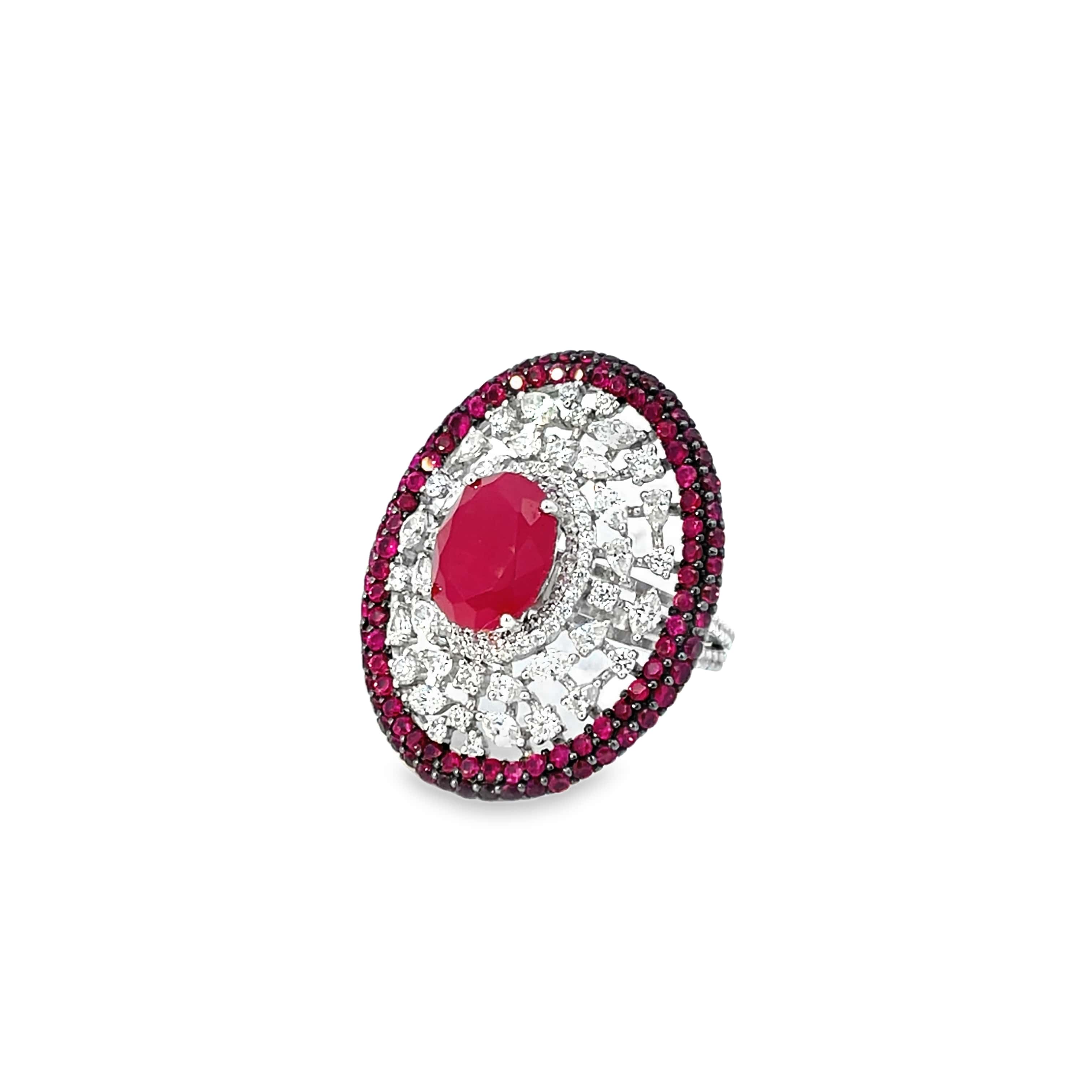 LADY IN RED COCKTAIL SILVER RING