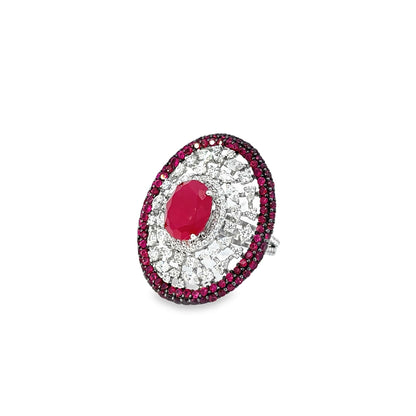 LADY IN RED COCKTAIL SILVER RING