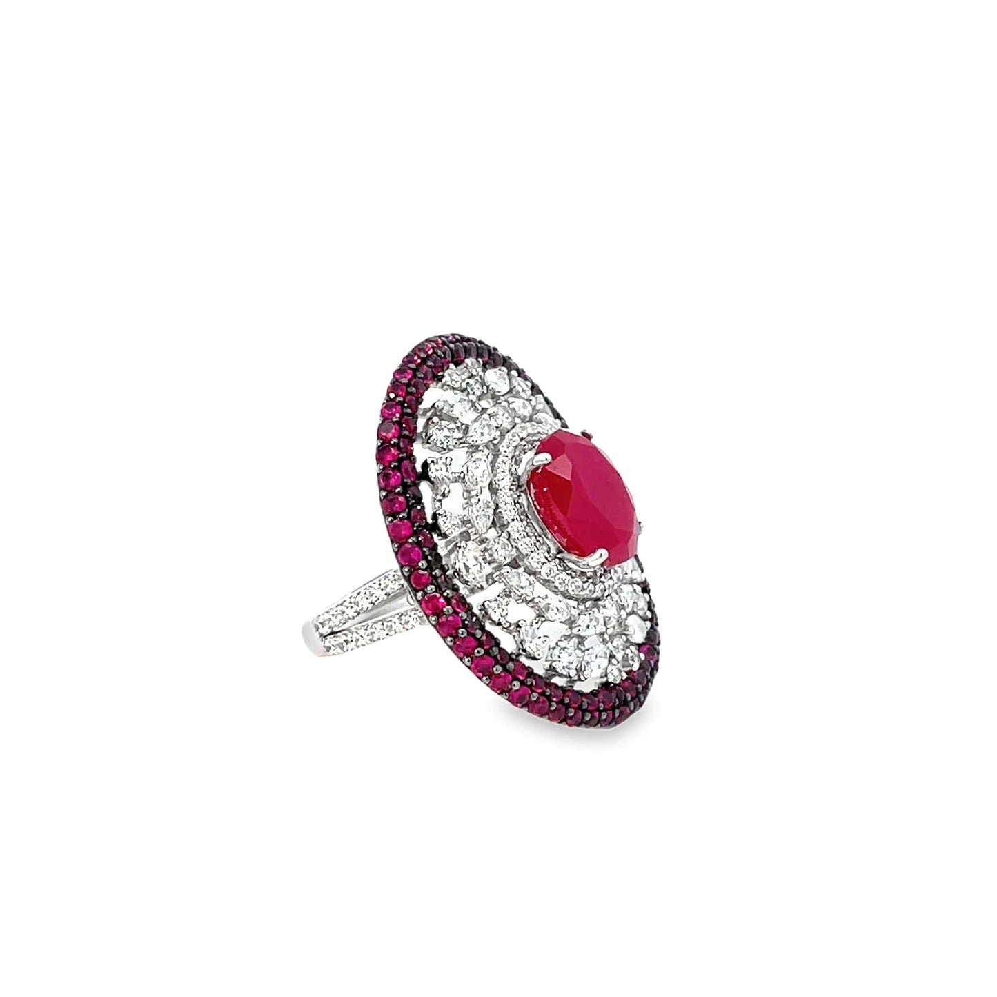 LADY IN RED COCKTAIL SILVER RING
