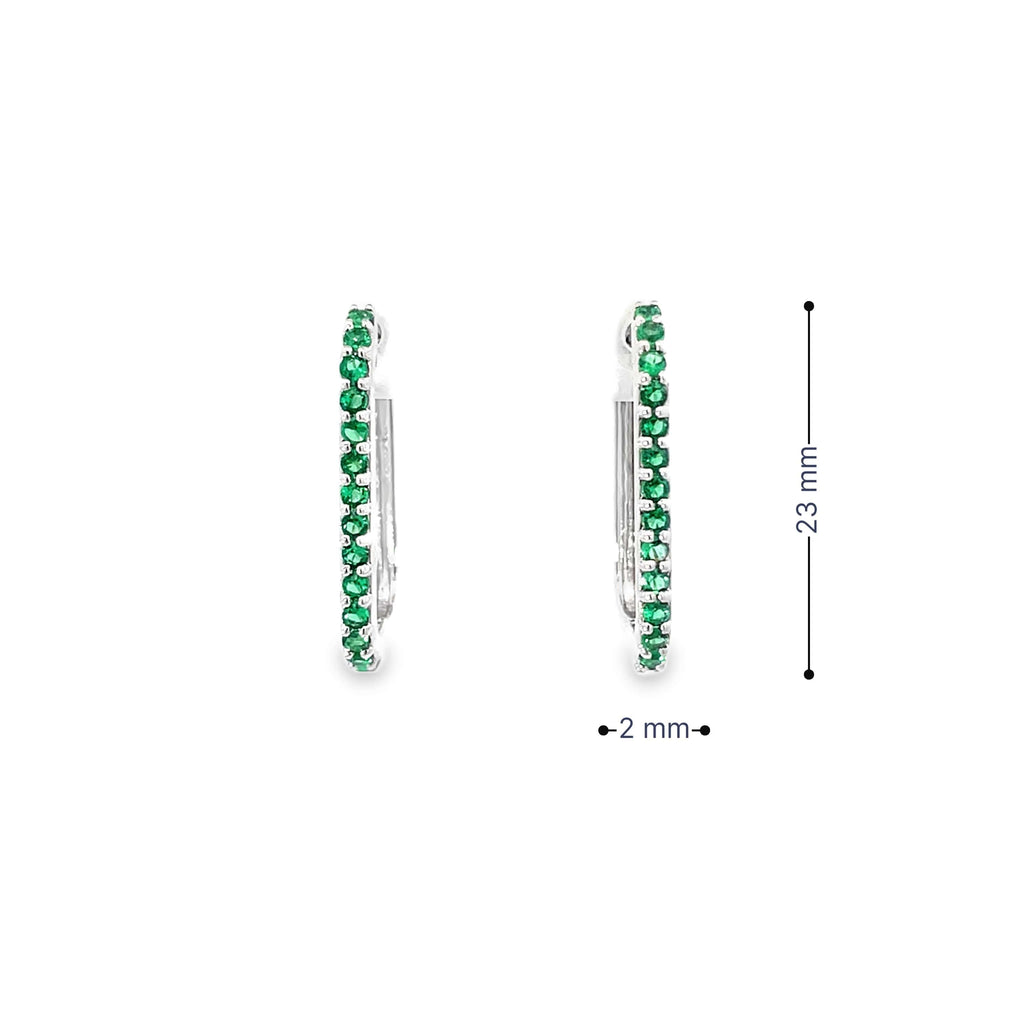 GREEN GLINT SILVER HOOPS