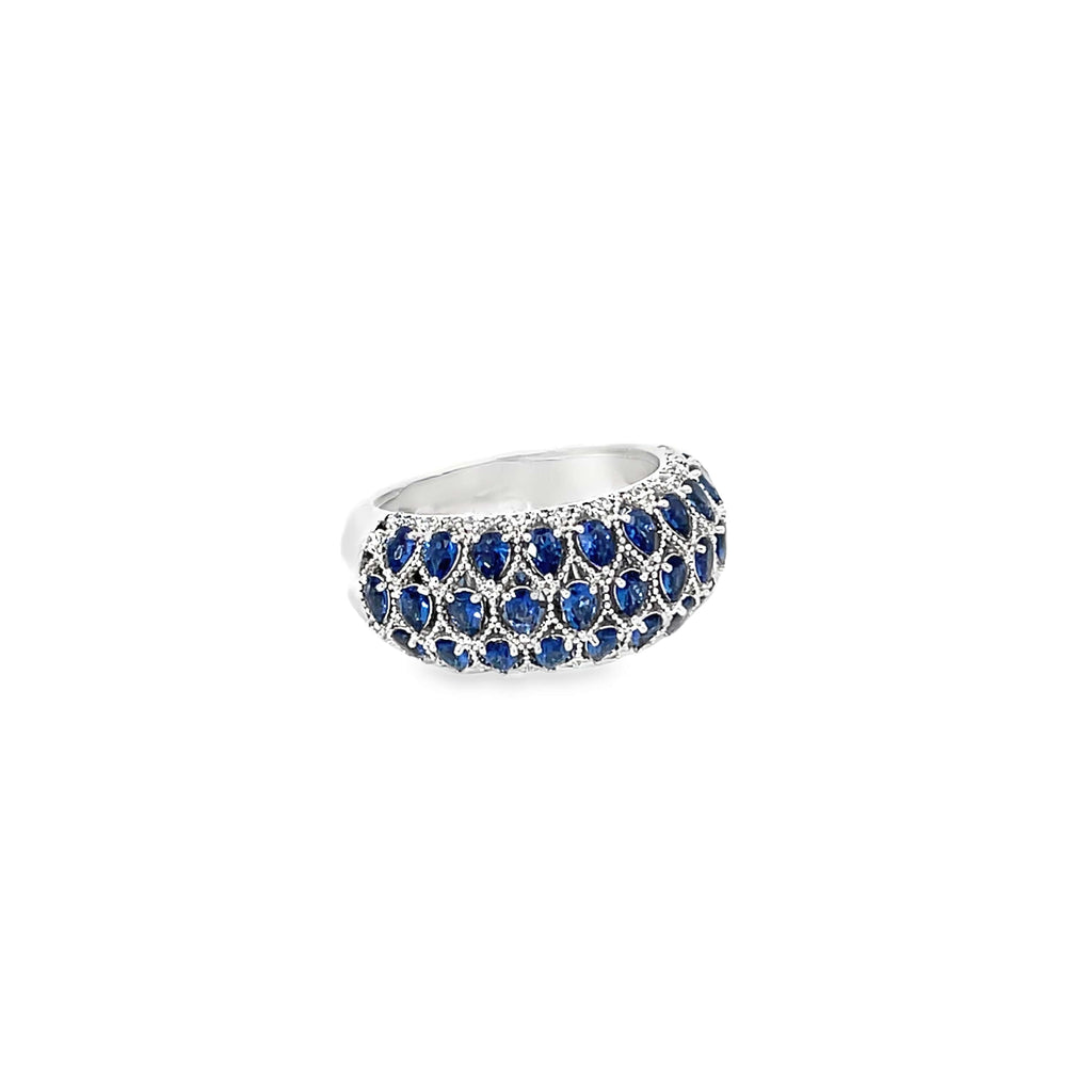 SAPPHIRE QUILT SILVER RING