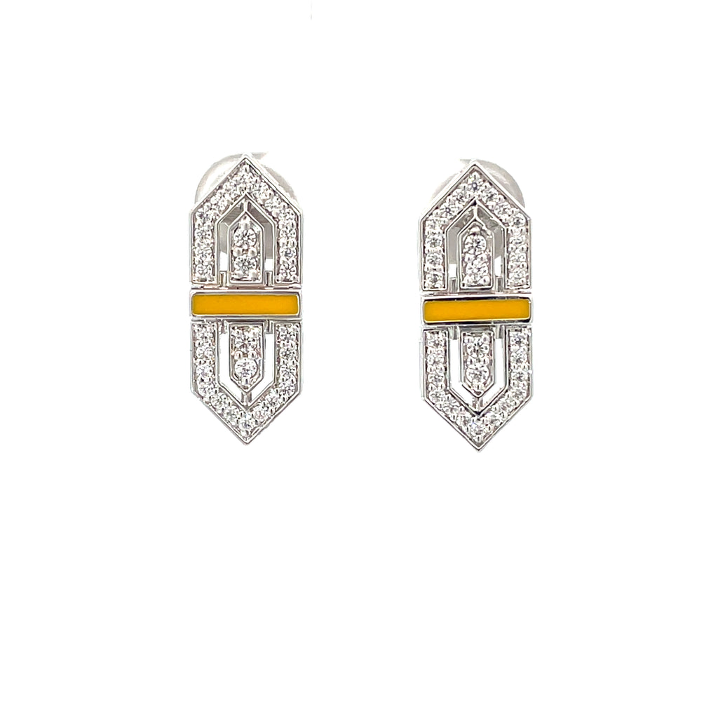 AMBER ART DECO SILVER EARRINGS