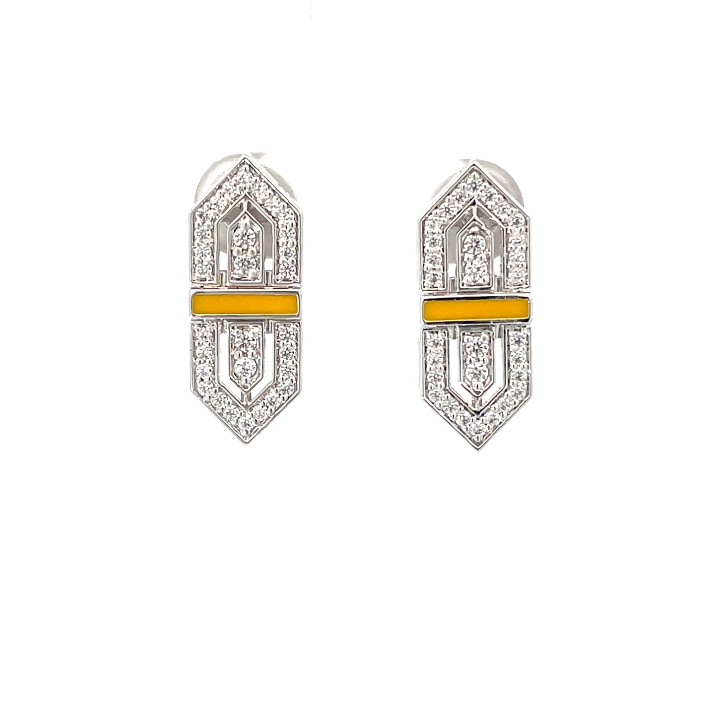 AMBER ART DECO SILVER EARRINGS