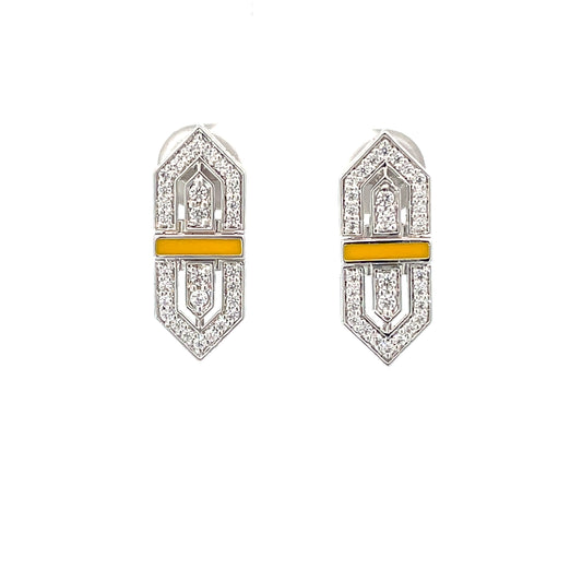 AMBER ART DECO SILVER EARRINGS