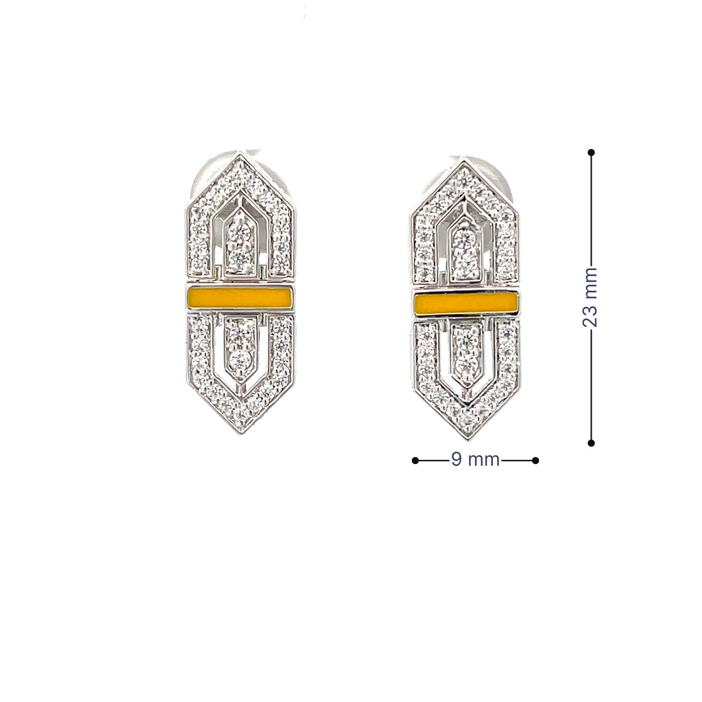 AMBER ART DECO SILVER EARRINGS