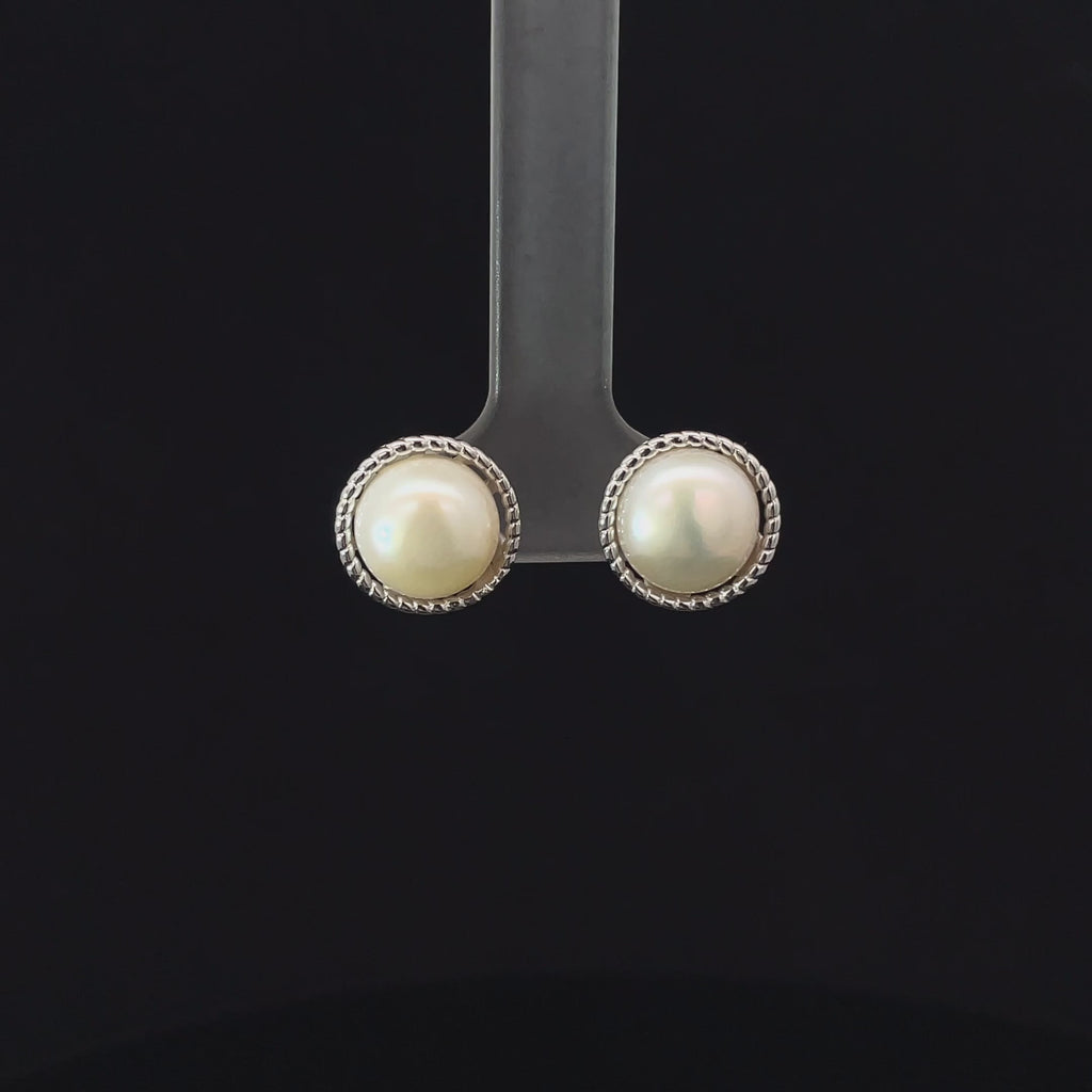 SILVER WHITE LUXE STUDS