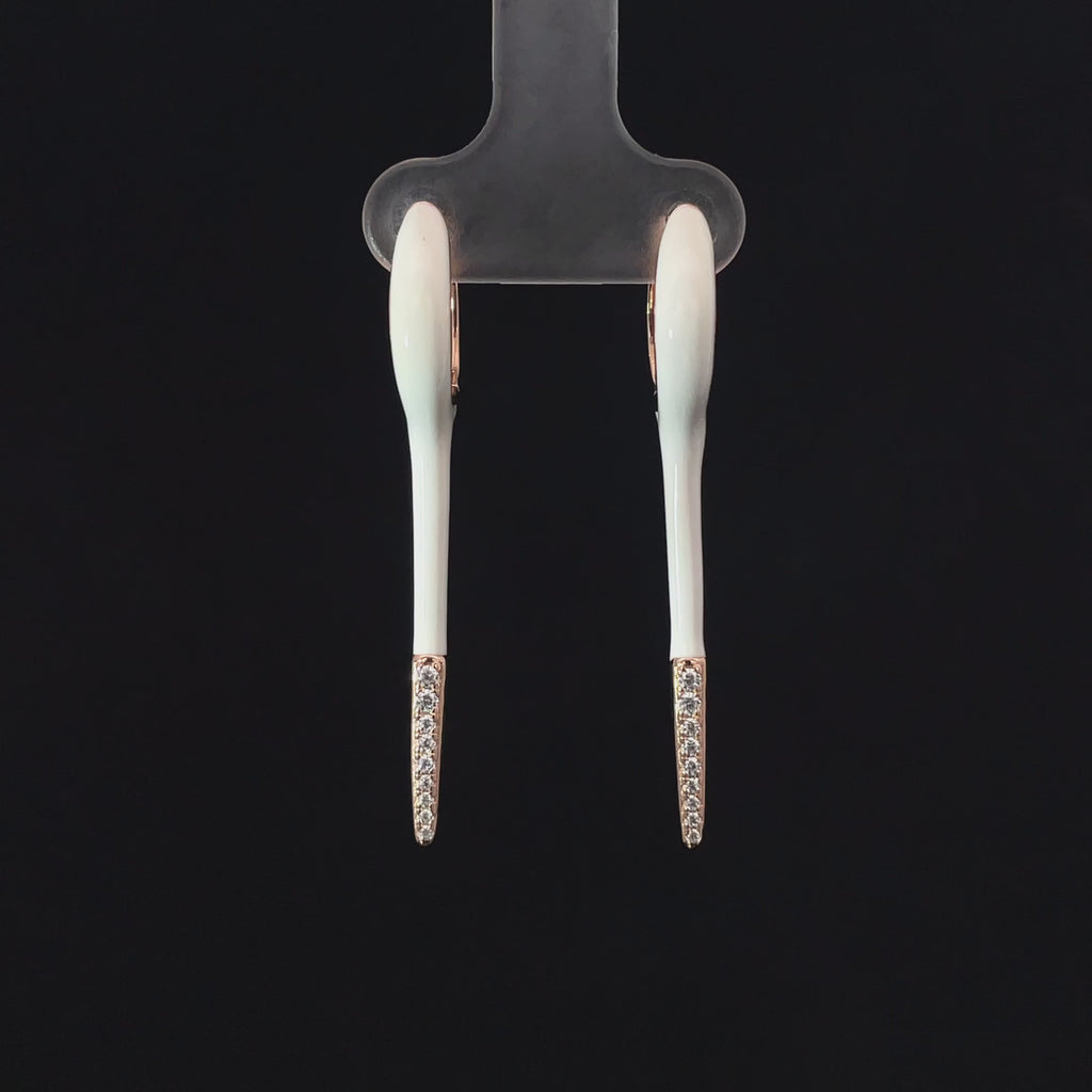WHITE ROSE GOLD GLIDE EARRINGS