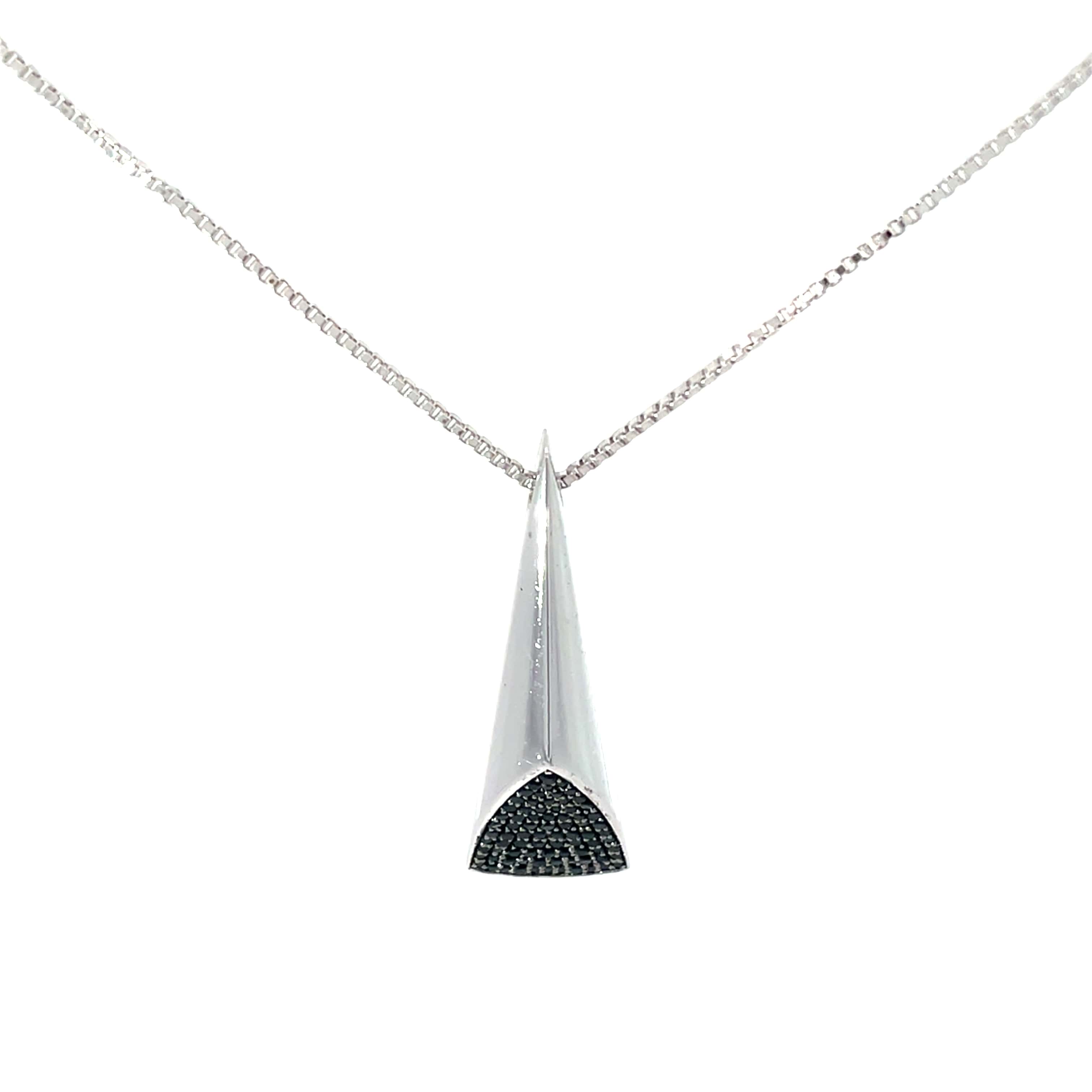 BLACK EDGE TRIANGLE SILVER PENDANT CHAIN