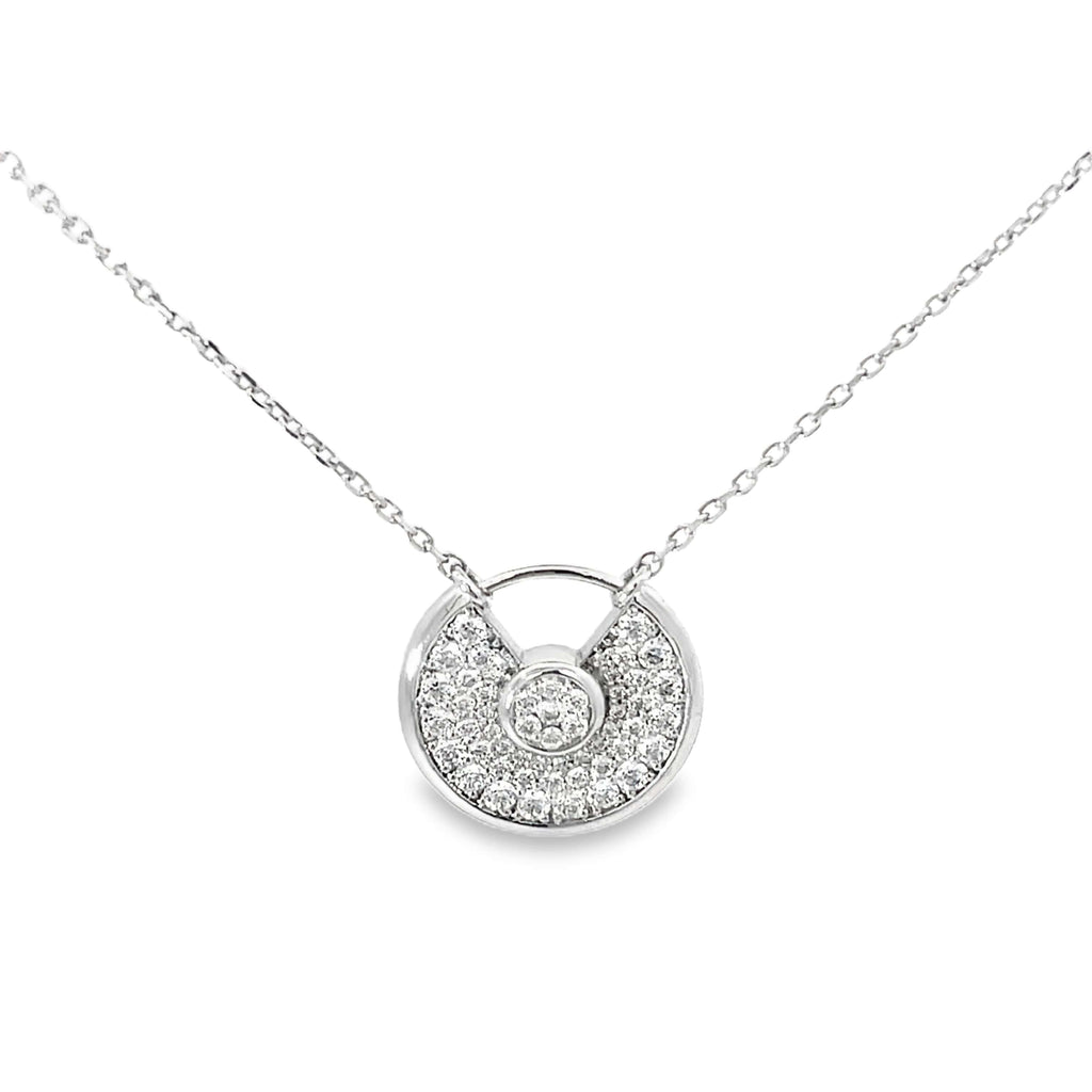 GLIMMERING ROUND MEDALLION SILVER PENDANT CHAIN