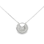 GLIMMERING ROUND MEDALLION SILVER PENDANT CHAIN