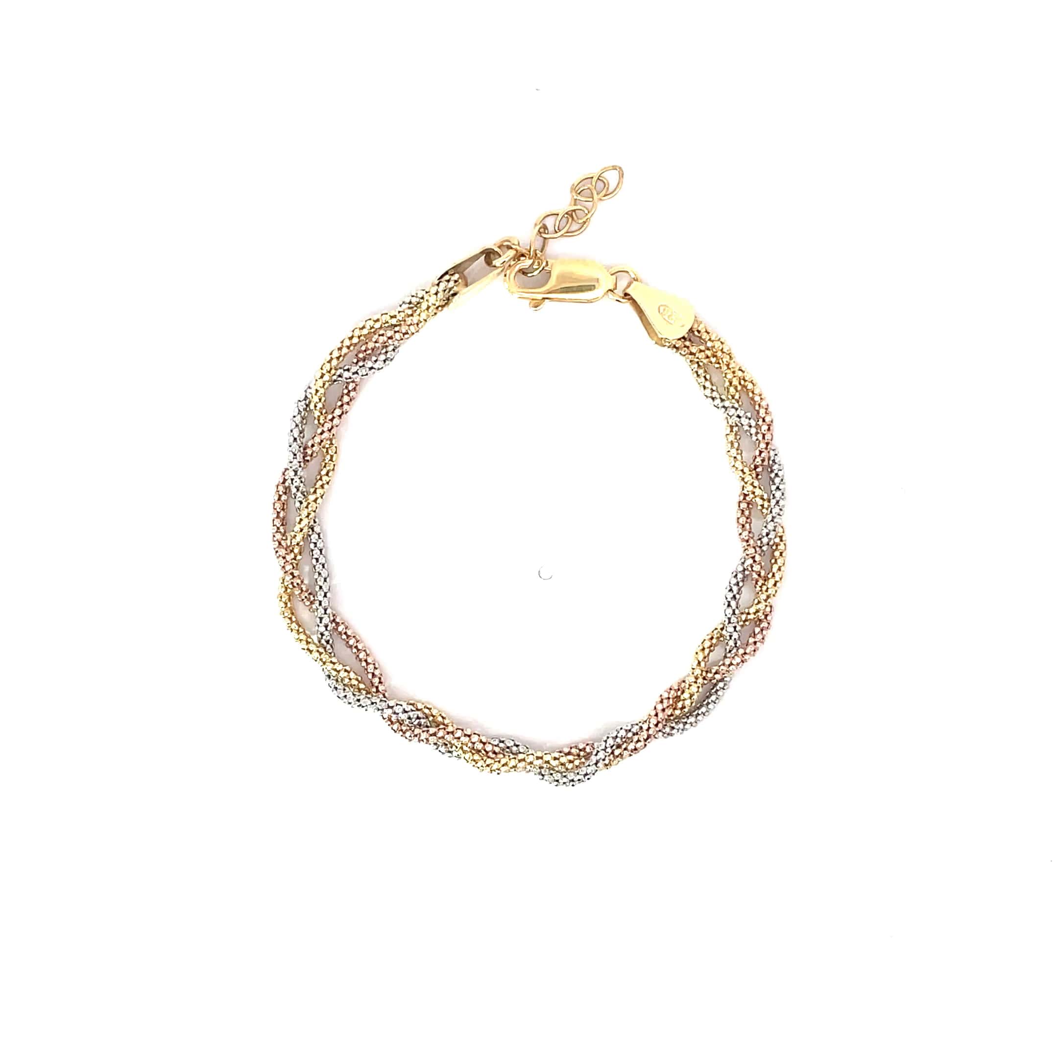 BRAIDED THREE TONE SILVER BRACELETE