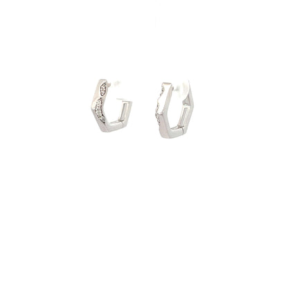 HEXAGON SHINE SILVER HOOPS