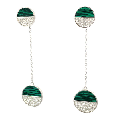 TWO TONE DANGLE SILVER EARRINGS