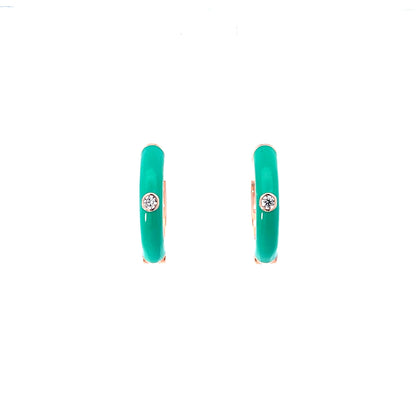 TEAL AURA ROSE GOLD HOOPS
