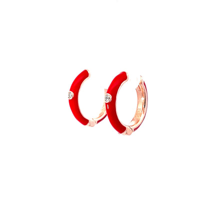 RED AURA ROSE GOLD HOOPS