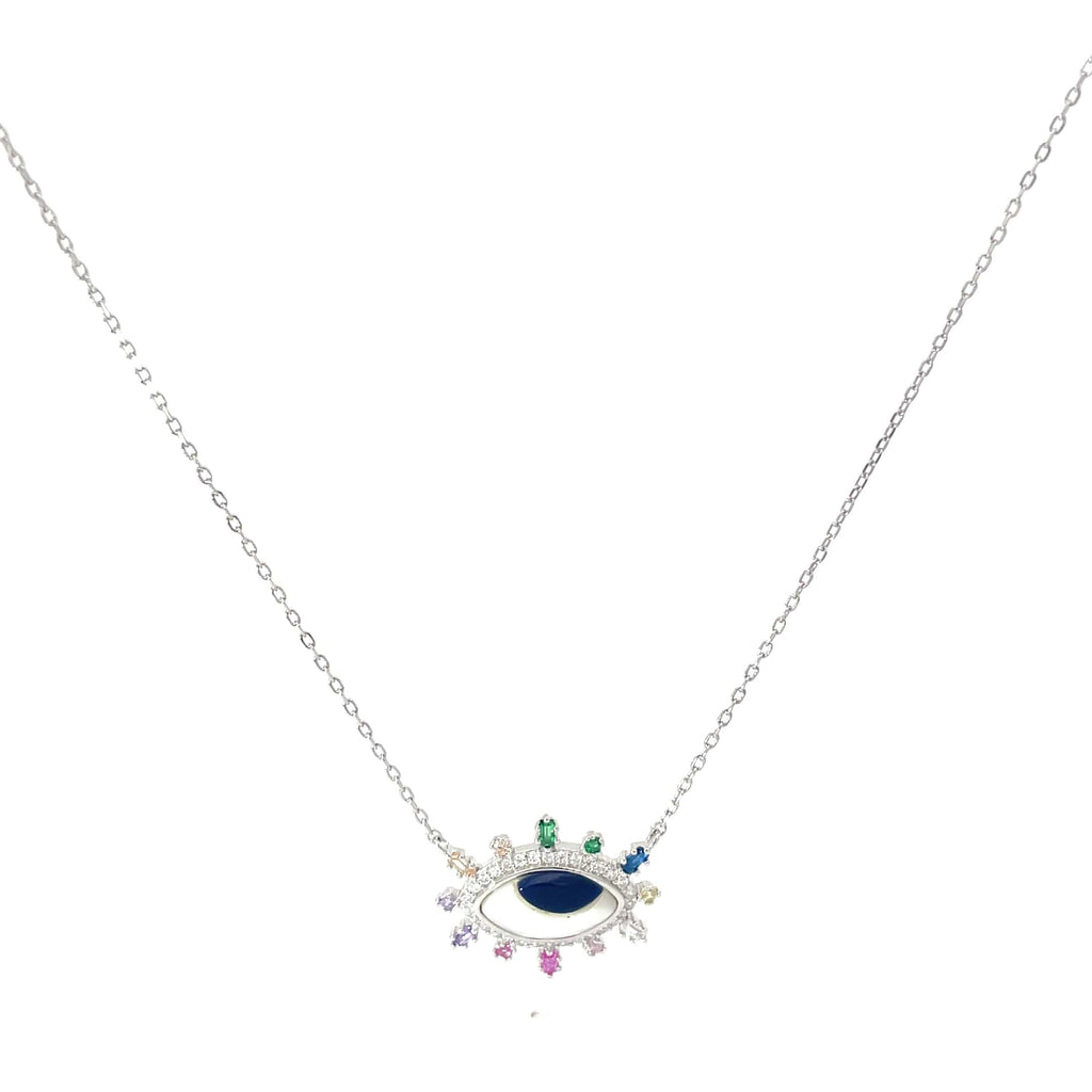 RAINBOW EVIL EYE SILVER NECKLACE