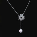 SILVER HALO DROP NECKLACE