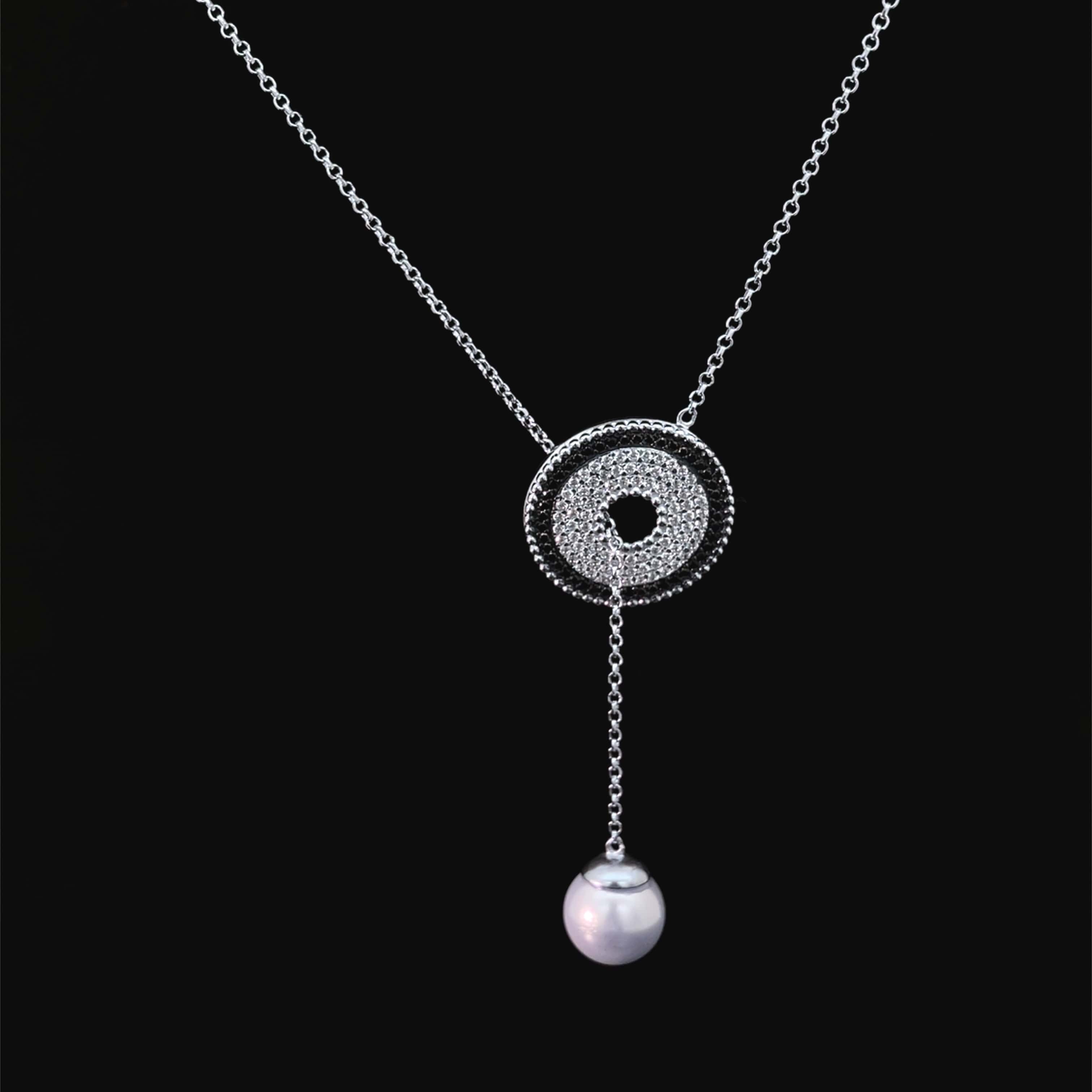 SILVER HALO DROP NECKLACE