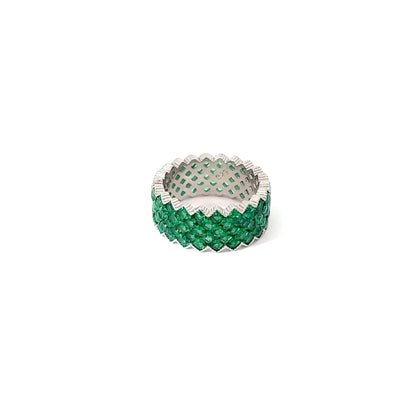 SPARKLE SILVER ETERNITY RING - GREEN