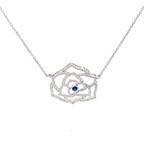SAPPHIRE BLOOM ROSE SILVER PENDANT CHAIN